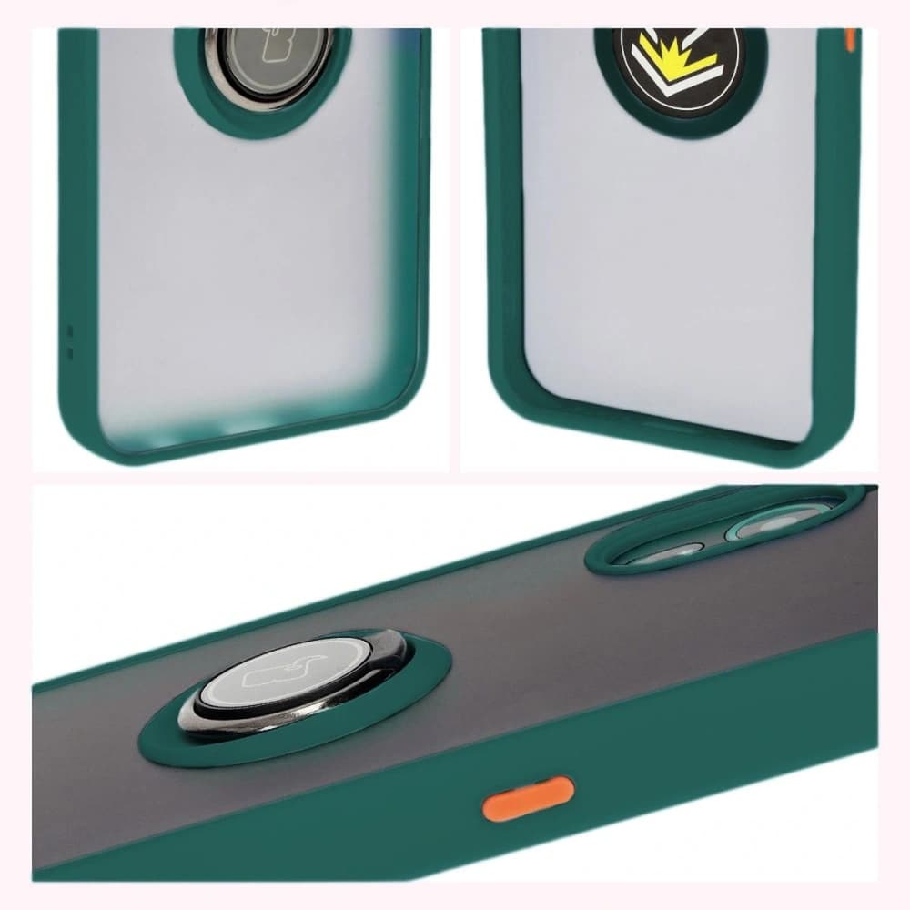 Etui z uchwytem na palec Bizon Case Hybrid Ring do Samsung Galaxy Xcover7 przydymione z ciemnozieloną ramką - 6