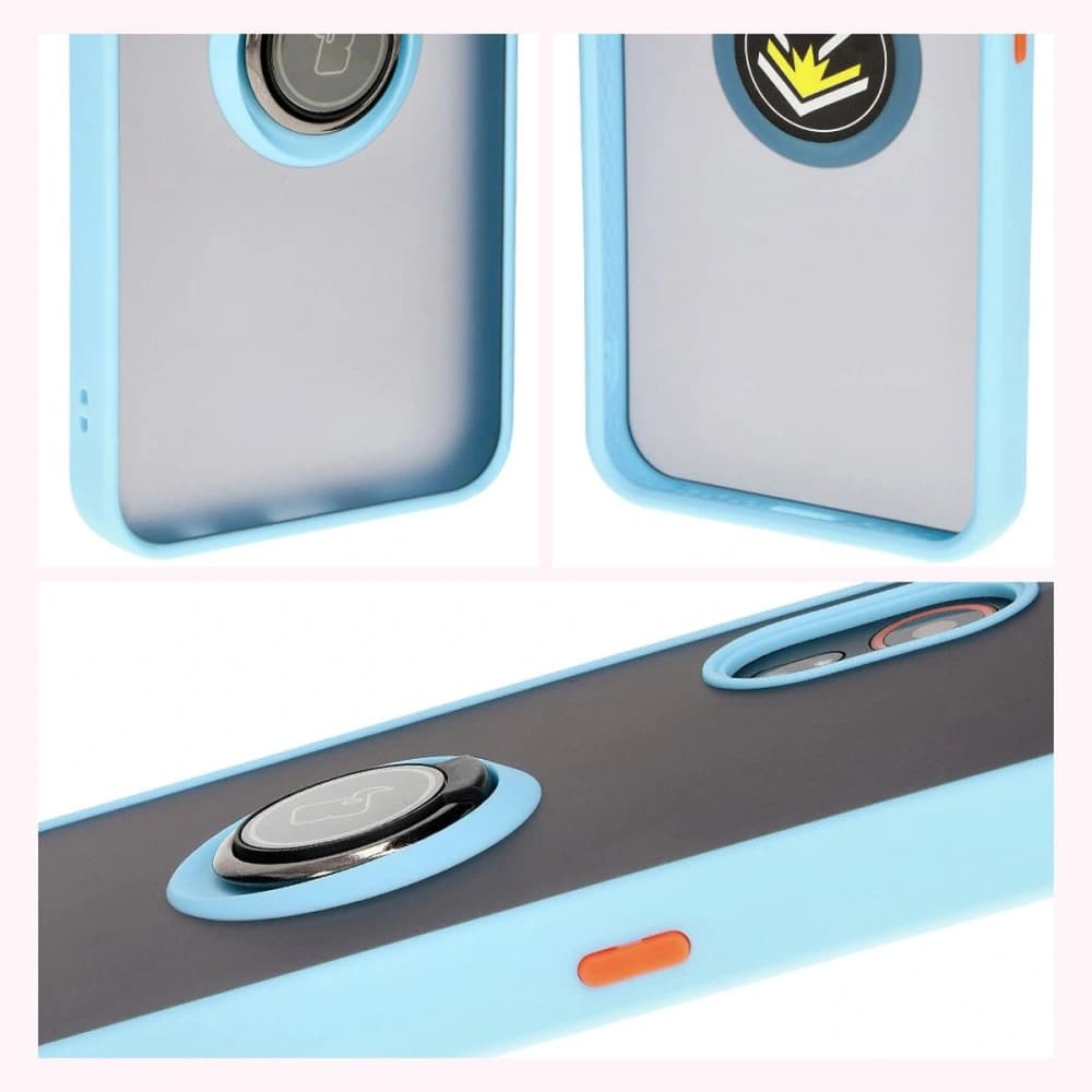 Bizon Case Hybrid Ring Samsung Galaxy Xcover7 rauchig mit einem hellblauen Rahmen - 6