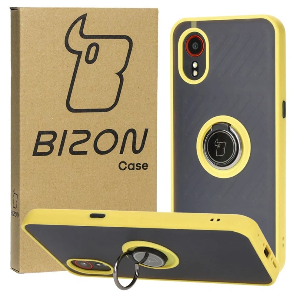 Bizon Case Hybrid Ring Samsung Galaxy Xcover7 smoky with a yellow frame - 1