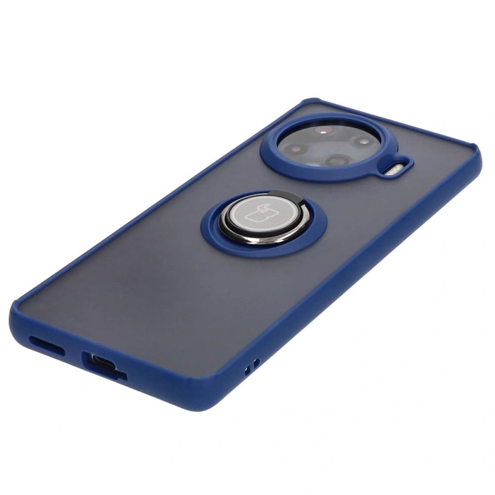 Bizon Case Hybrid Ring Tecno Spark 20 Pro+ rauchig mit einem navyblauen Rahmen - 3