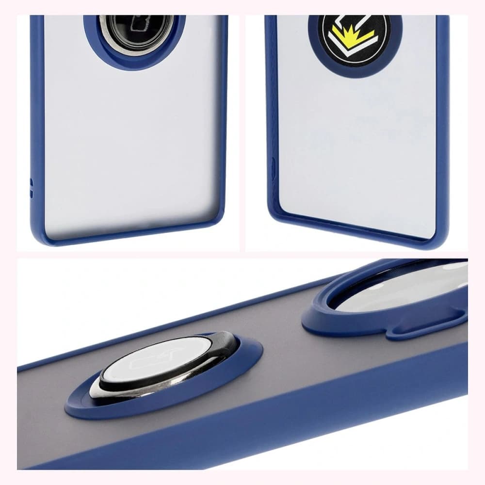 Bizon Case Hybrid Ring Tecno Spark 20 Pro+ rauchig mit einem navyblauen Rahmen - 6