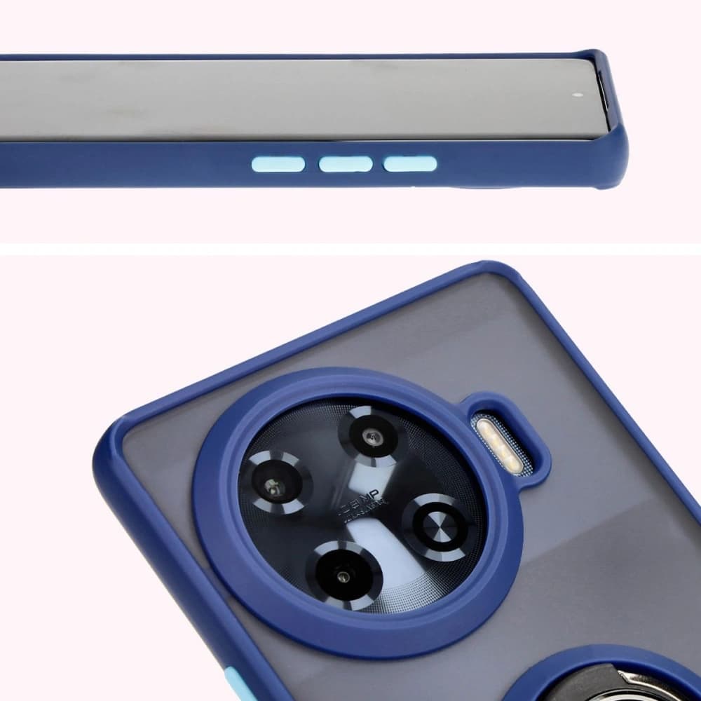 Bizon Case Hybrid Ring Tecno Spark 20 Pro+ rauchig mit einem navyblauen Rahmen - 7