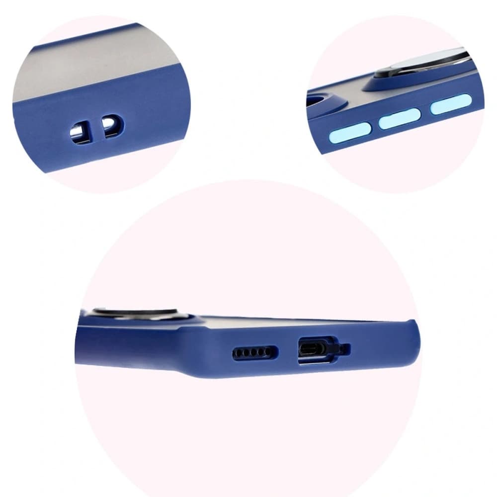 Bizon Case Hybrid Ring Tecno Spark 20 Pro+ rauchig mit einem navyblauen Rahmen - 8