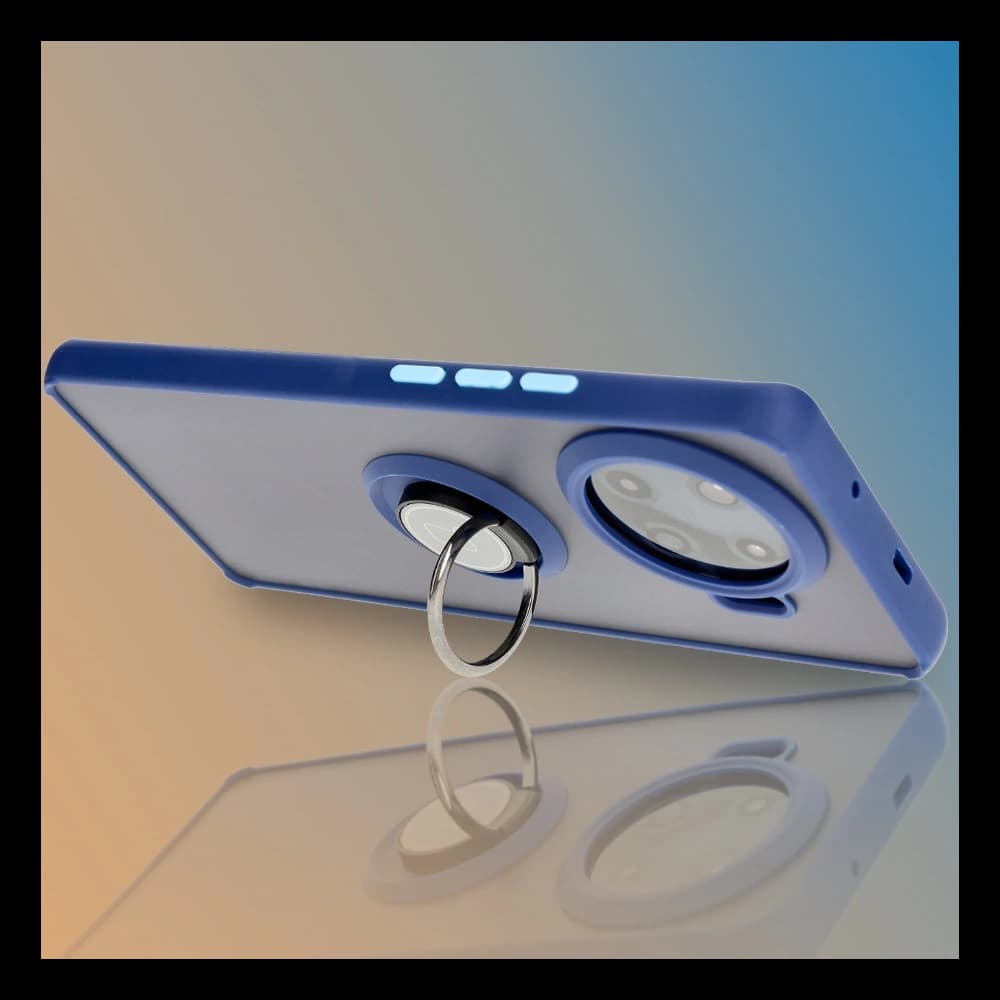 Bizon Case Hybrid Ring Tecno Spark 20 Pro+ rauchig mit einem navyblauen Rahmen - 9