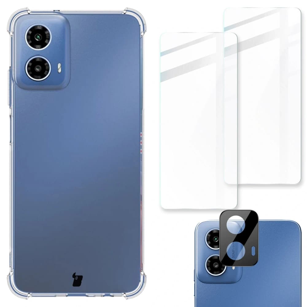 Bizon Case Clear Pack Hülle + 2x Schutzglas + Linsenglas Motorola Moto G34 5G klar - 1