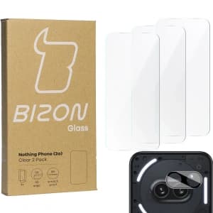 BIZON Clear 3x screen glass + camera glass Nothing Phone (2a)