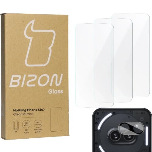 BIZON Clear 3x screen glass + camera glass Nothing Phone (2a)