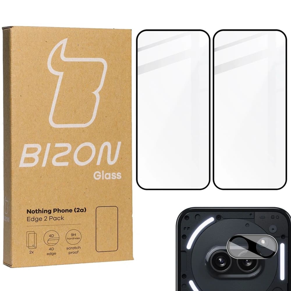 BIZON Edge 2x Bildschirmglas + Kameraglas Nothing Phone (2a) - 2