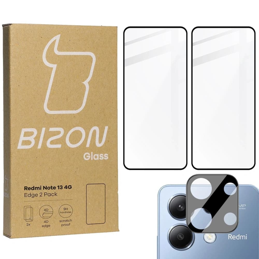 BIZON Edge 2x screen glass + camera glass Xiaomi Redmi Note 13 4G - 1