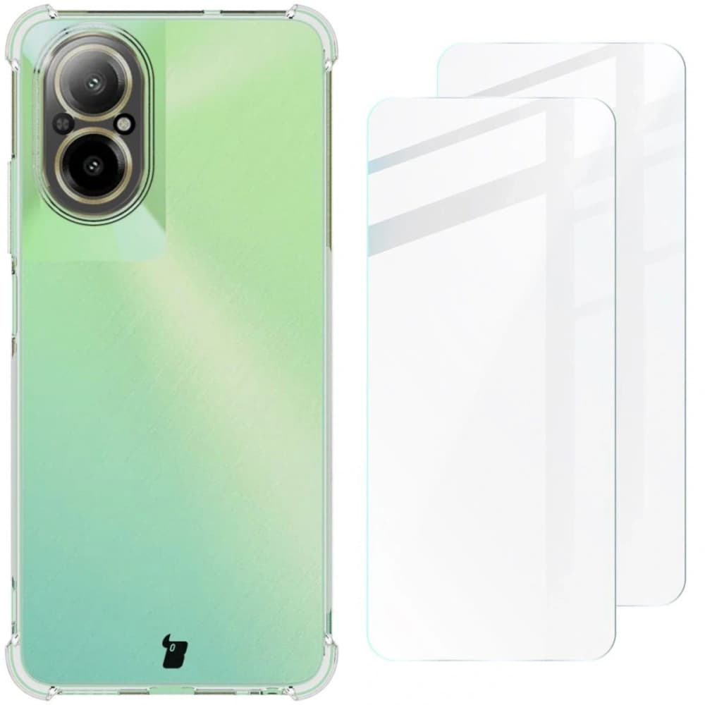Bizon Case Clear Pack Hülle + 2x Displayschutzglas für Realme C67 4G klar - 1