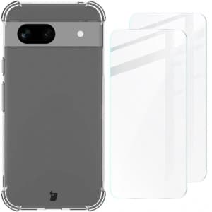 Bizon Case Clear Pack-Hülle + 2x Displayschutzglas Google Pixel 8a klar