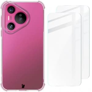 Bizon Case Clear Pack Hülle + 2x Schutzglas Huawei Pura 70 klar