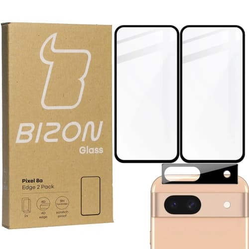 BIZON Edge 2x Bildschirmglas + Kameraglas Google Pixel 8a