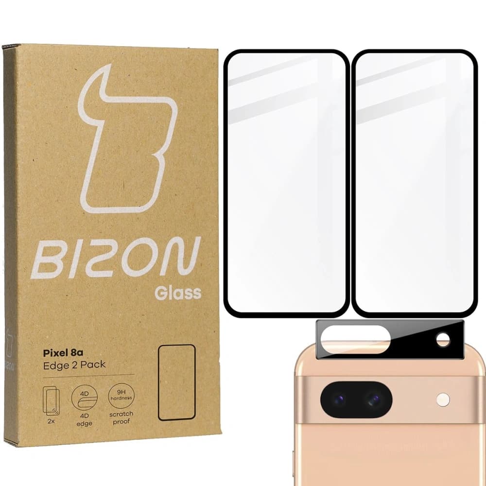 BIZON Edge 2x Bildschirmglas + Kameraglas Google Pixel 8a - 1