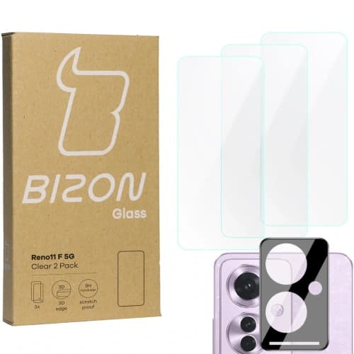 BIZON Clear 3x screen glass + camera glass Oppo Reno11 F 5G