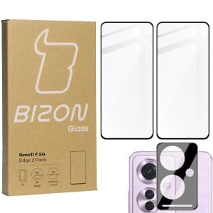 BIZON Edge 2x screen glass + camera glass Oppo Reno11 F 5G