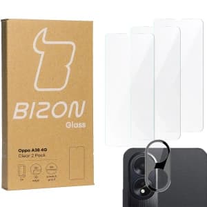 BIZON Clear 3x screen glass + camera glass Oppo A38 4G