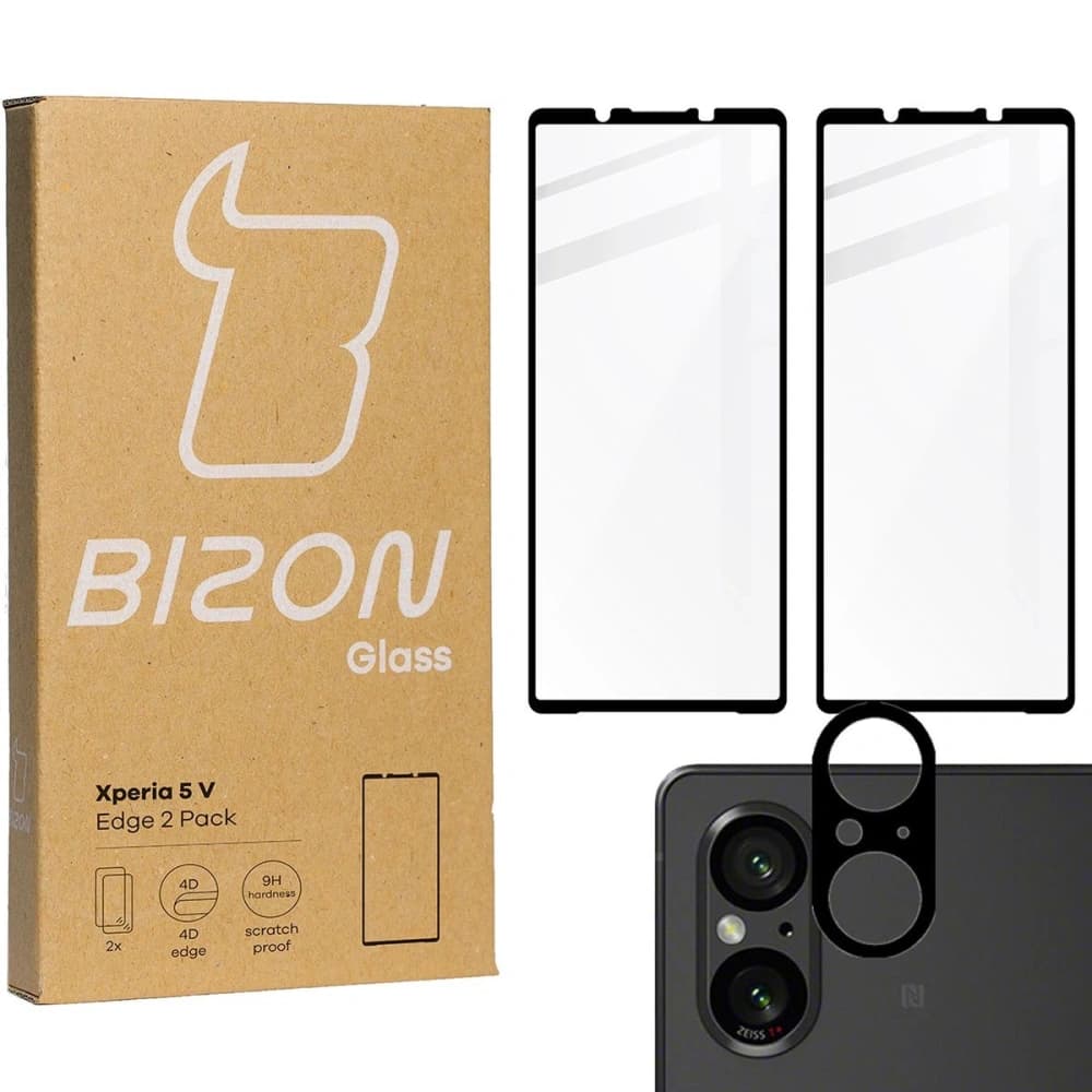 BIZON Edge 2x screen glass + camera glass Sony Xperia 5 V - 1