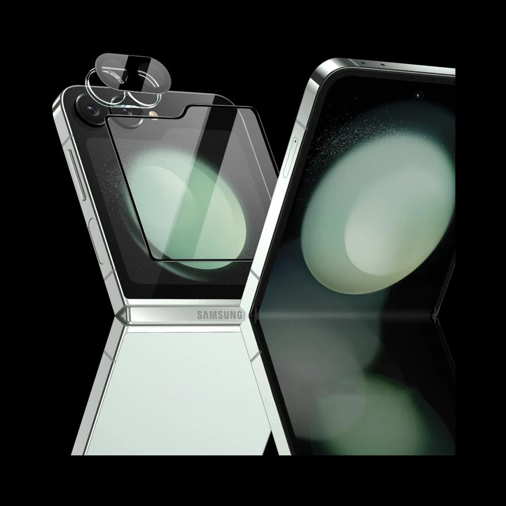 Bizon Glass Lens camera glass + outer screen glass Samsung Galaxy Z Flip 6 / 7 FE [2 PACK] - 3