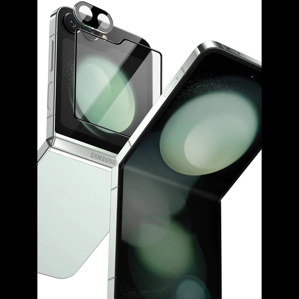 Bizon Glass Lens camera glass + outer screen glass Samsung Galaxy Z Flip 6 / 7 FE [2 PACK] - 5