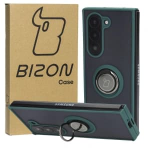 Bizon Case Hybrid Ring Samsung Galaxy Z Fold6 smoky with a dark green frame