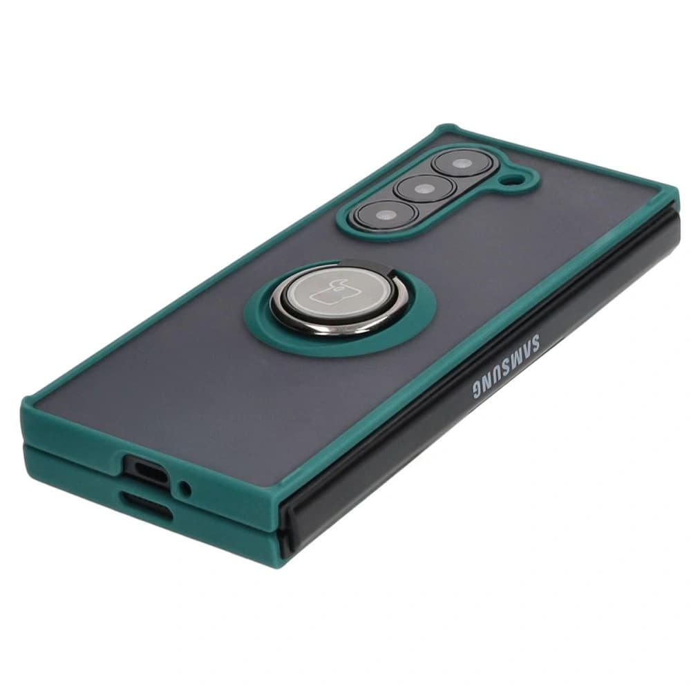 Bizon Case Hybrid Ring Samsung Galaxy Z Fold6 smoky with a dark green frame - 3