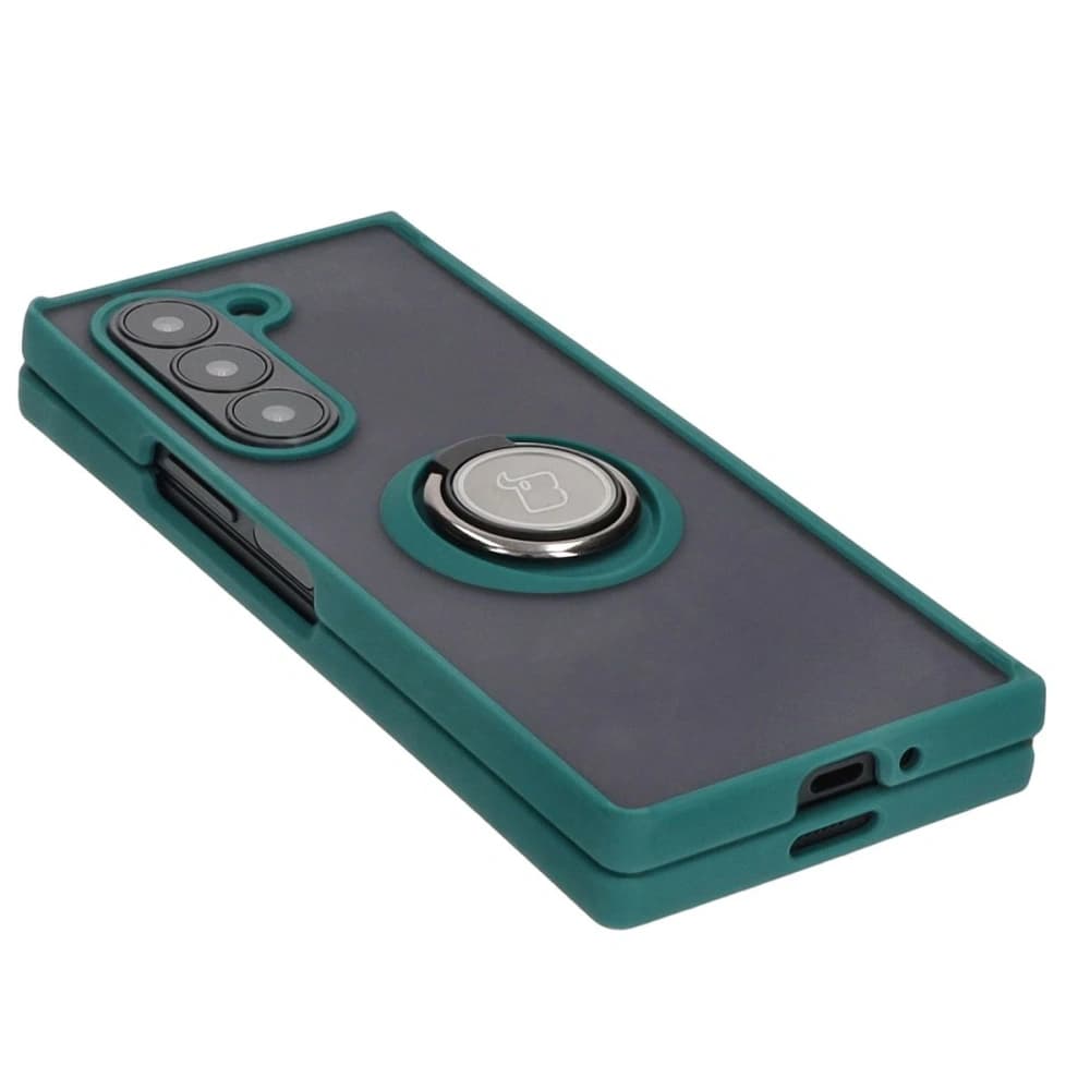 Bizon Case Hybrid Ring Samsung Galaxy Z Fold6 smoky with a dark green frame - 4
