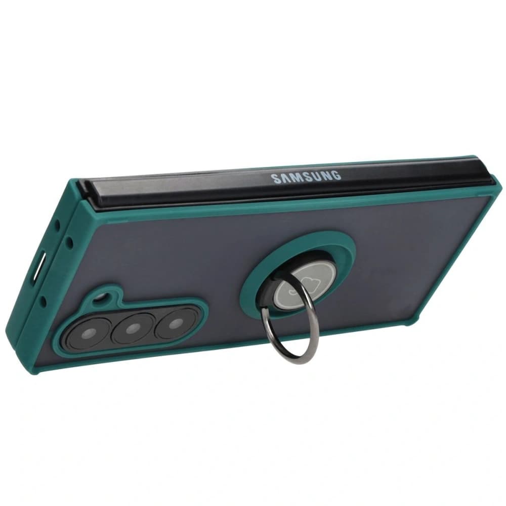 Bizon Case Hybrid Ring Samsung Galaxy Z Fold6 smoky with a dark green frame - 5