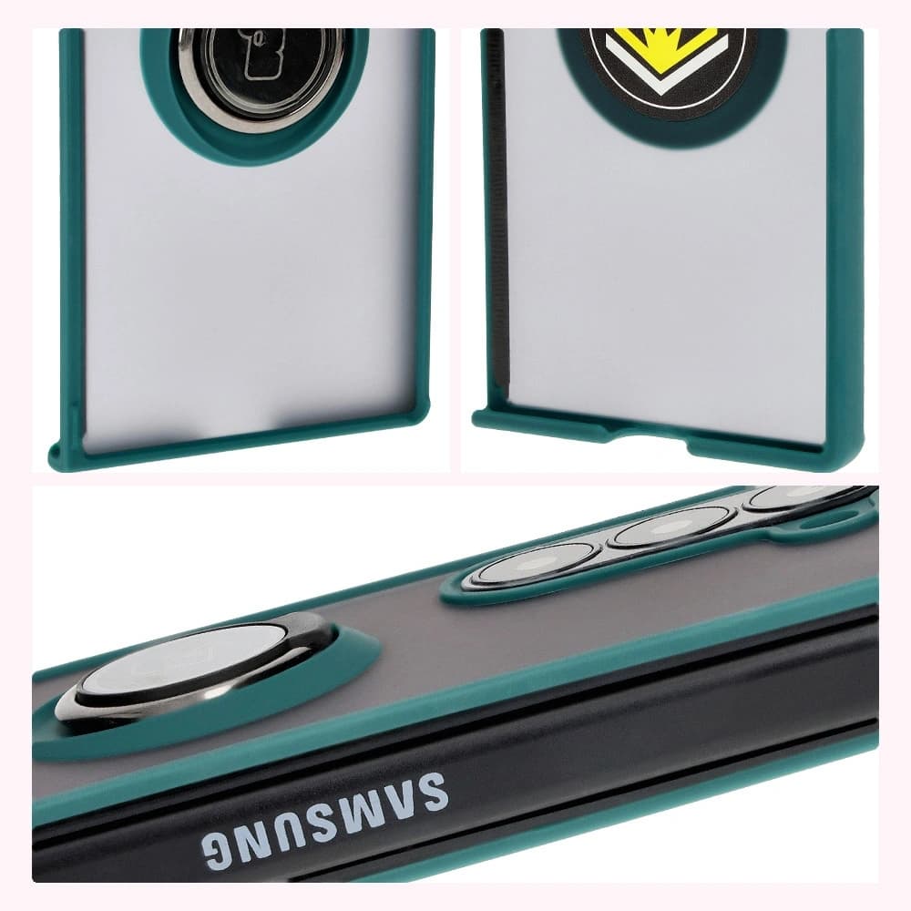 Bizon Case Hybrid Ring Samsung Galaxy Z Fold6 smoky with a dark green frame - 6