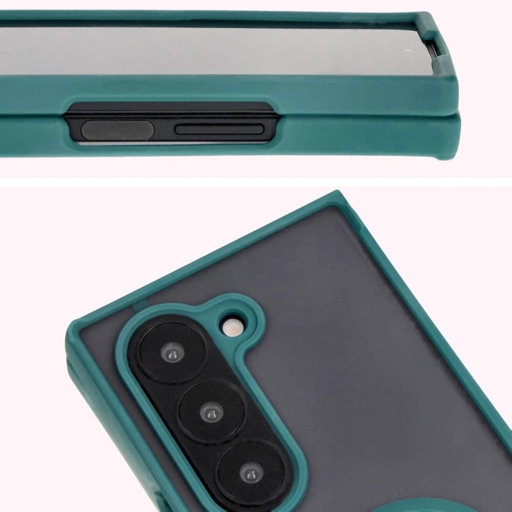 Bizon Case Hybrid Ring Samsung Galaxy Z Fold6 smoky with a dark green frame - 7