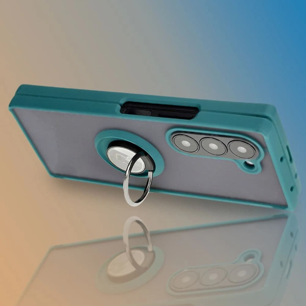 Bizon Case Hybrid Ring Samsung Galaxy Z Fold6 smoky with a dark green frame - 9