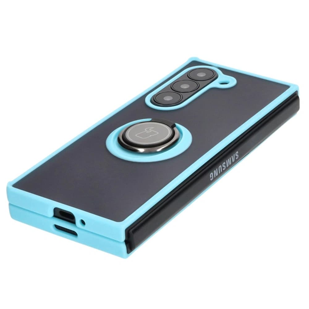 Bizon Case Hybrid Ring Samsung Galaxy Z Fold6 smoky with a light blue frame - 3