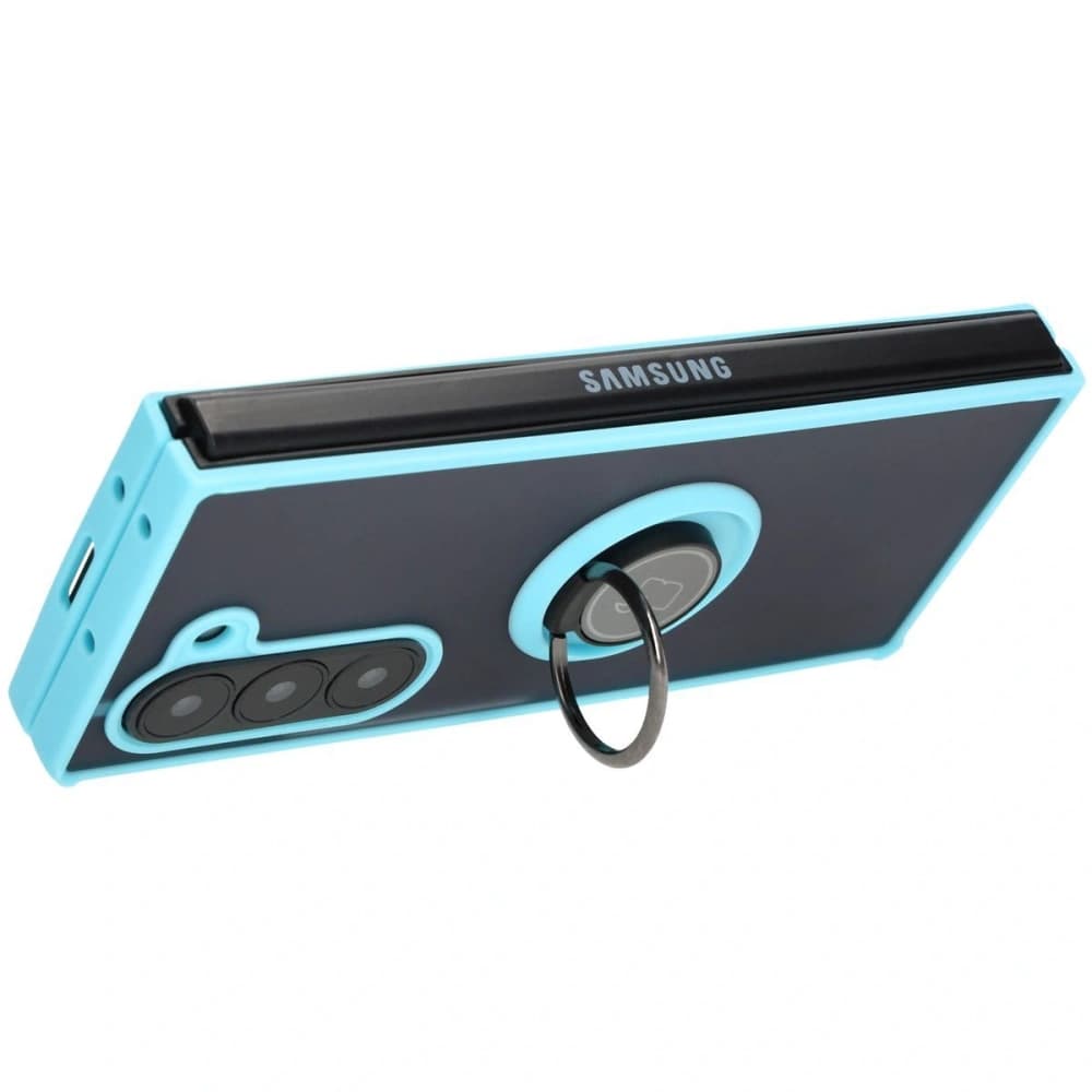 Bizon Case Hybrid Ring Samsung Galaxy Z Fold6 smoky with a light blue frame - 5