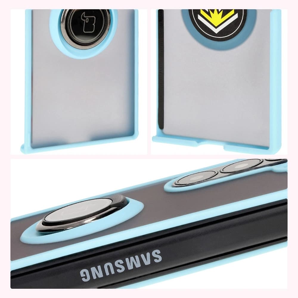 Bizon Case Hybrid Ring Samsung Galaxy Z Fold6 smoky with a light blue frame - 6