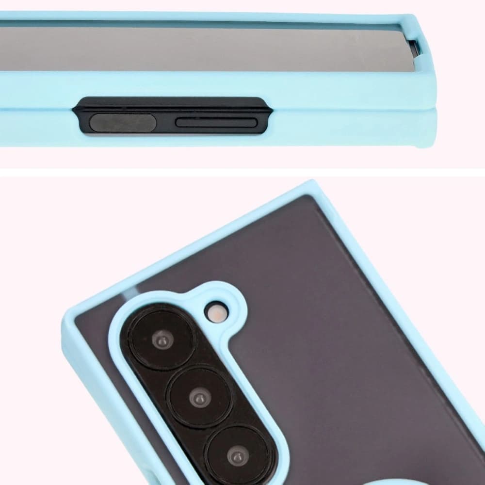 Bizon Case Hybrid Ring Samsung Galaxy Z Fold6 smoky with a light blue frame - 7