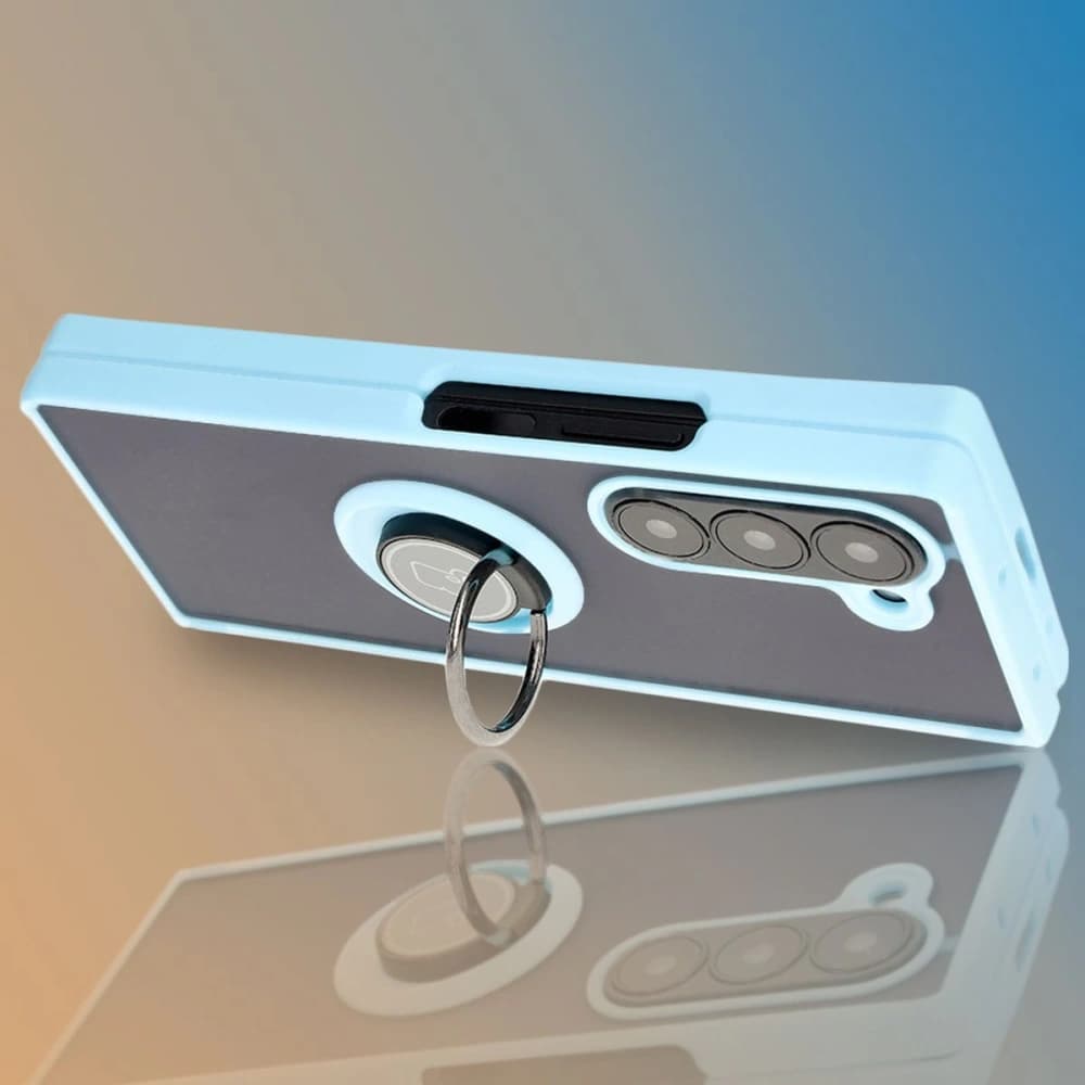 Bizon Case Hybrid Ring Samsung Galaxy Z Fold6 smoky with a light blue frame - 9