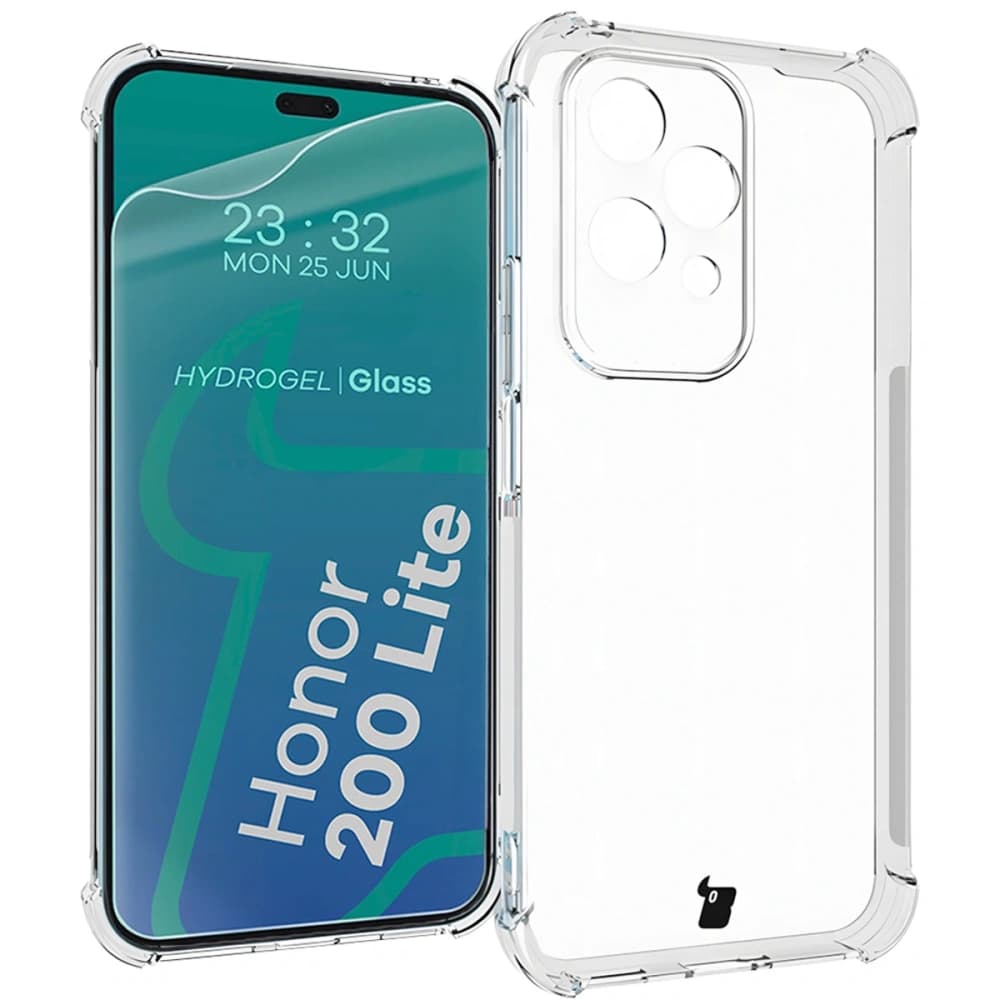 Bizon Case Clear Pack flexibles Case + 2x Bildschirmfolie Honor 200 Lite klar - 1