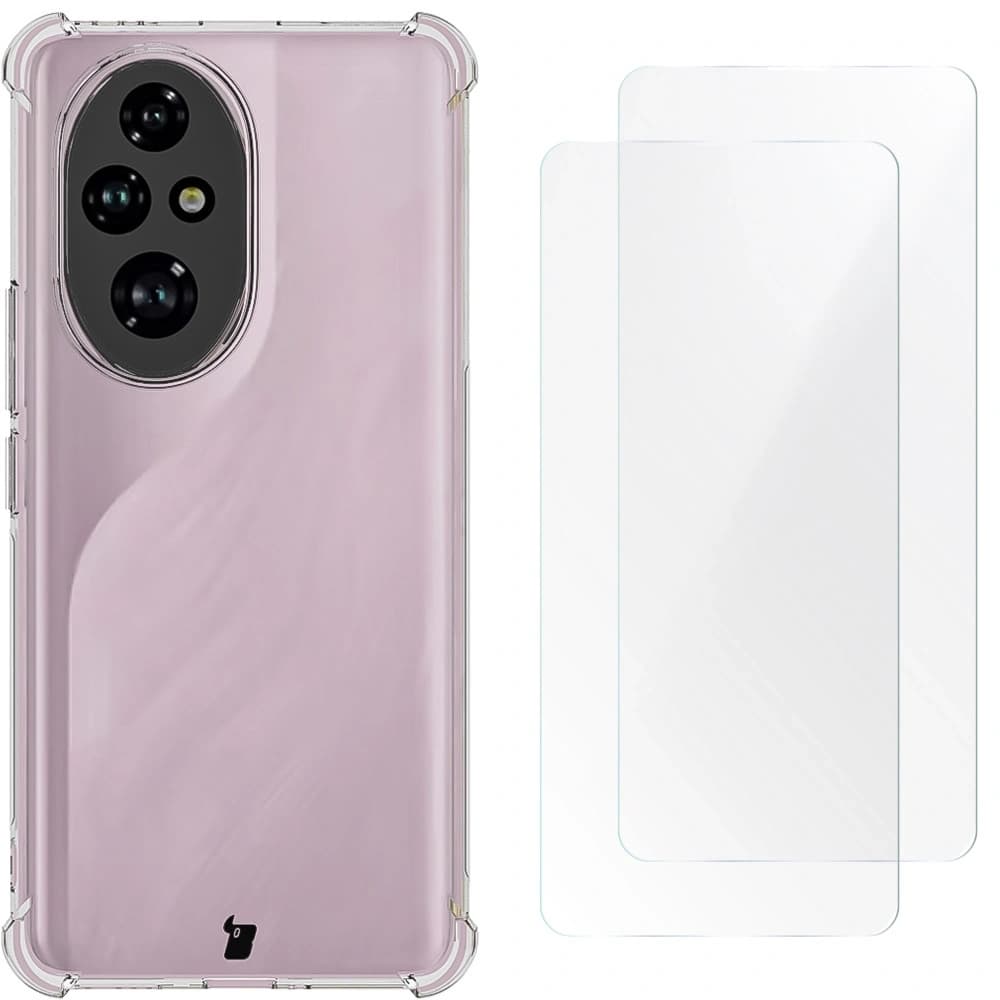 Bizon Case Clear Pack flexibles Gehäuse + 2x Bildschirmschutzfolie für Honor 200 Pro klar - 1