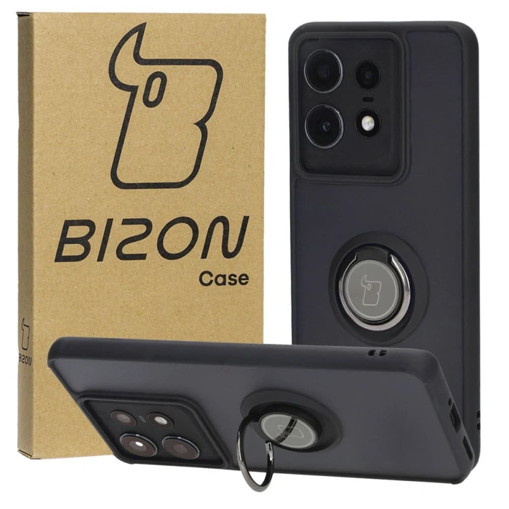 Bizon Case Hybrid Ring Motorola Edge 50 Pro rauchig mit einem schwarzen Rahmen - 1
