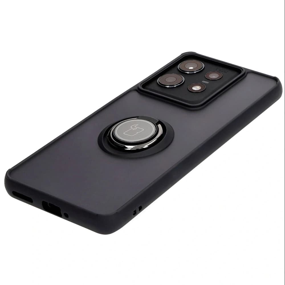 Bizon Case Hybrid Ring Motorola Edge 50 Pro rauchig mit einem schwarzen Rahmen - 3