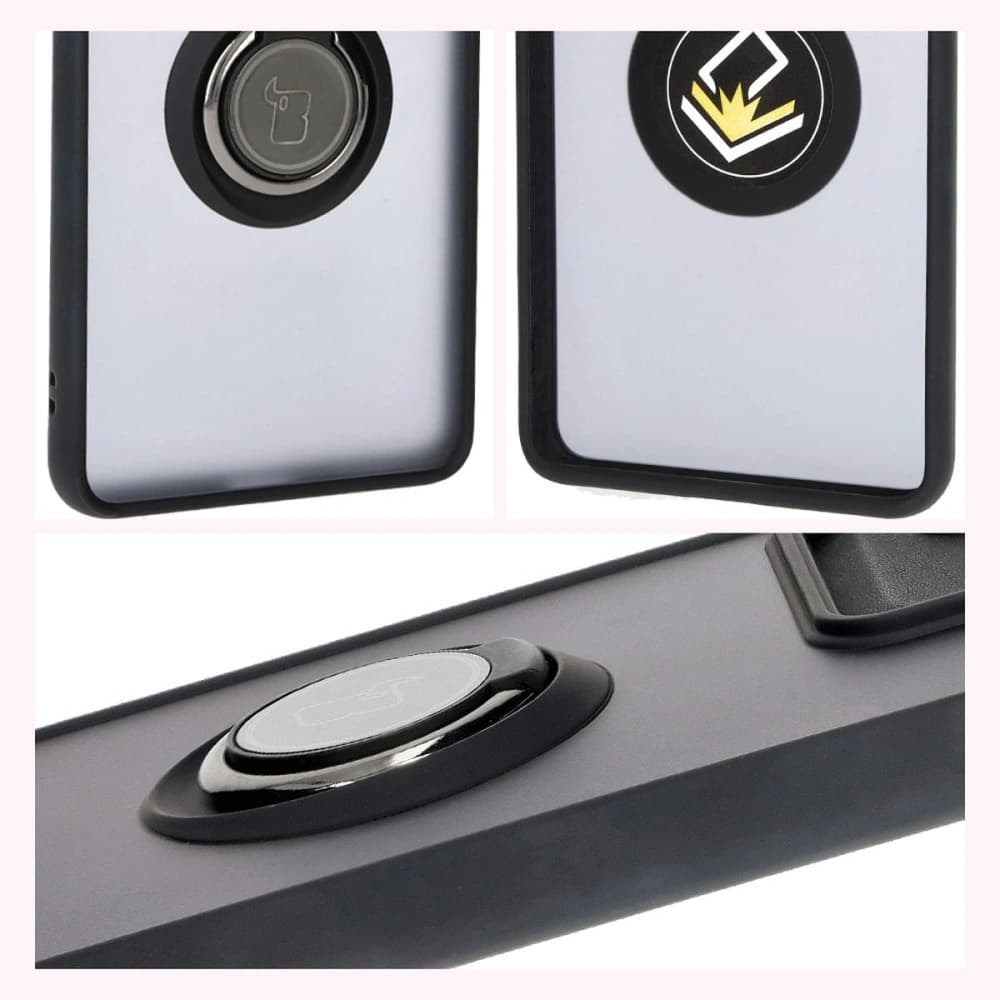 Bizon Case Hybrid Ring Motorola Edge 50 Pro rauchig mit einem schwarzen Rahmen - 6