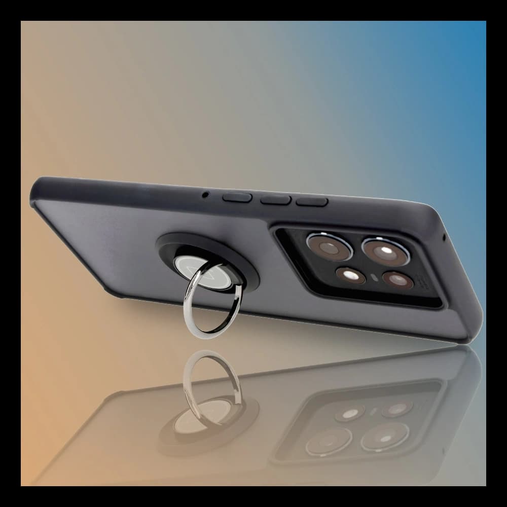 Bizon Case Hybrid Ring Motorola Edge 50 Pro rauchig mit einem schwarzen Rahmen - 9