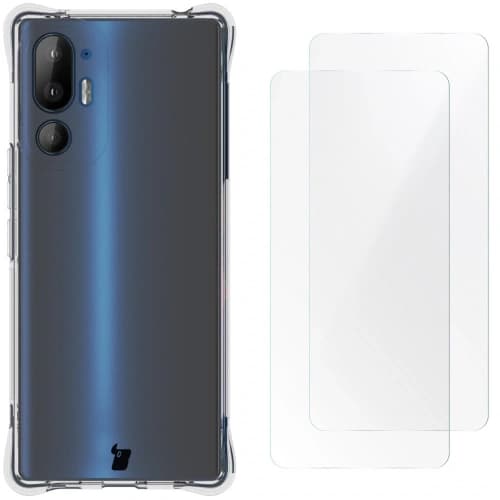 Bizon Case Clear Pack flexibles Gehäuse + 2x Schutzfolie HTC U24 Pro klar