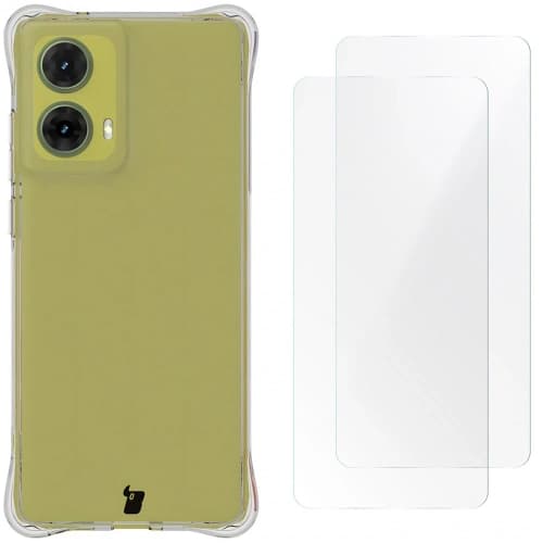 Bizon Case Clear Pack flexibles Gehäuse + 2x Bildschirmfolie Motorola Moto G85 5G klar