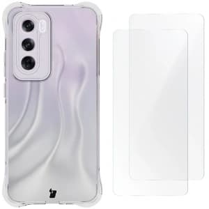 Bizon Case Clear Pack flexibles Gehäuse + 2x Bildschirmfolie für Oppo Reno12 Pro klar