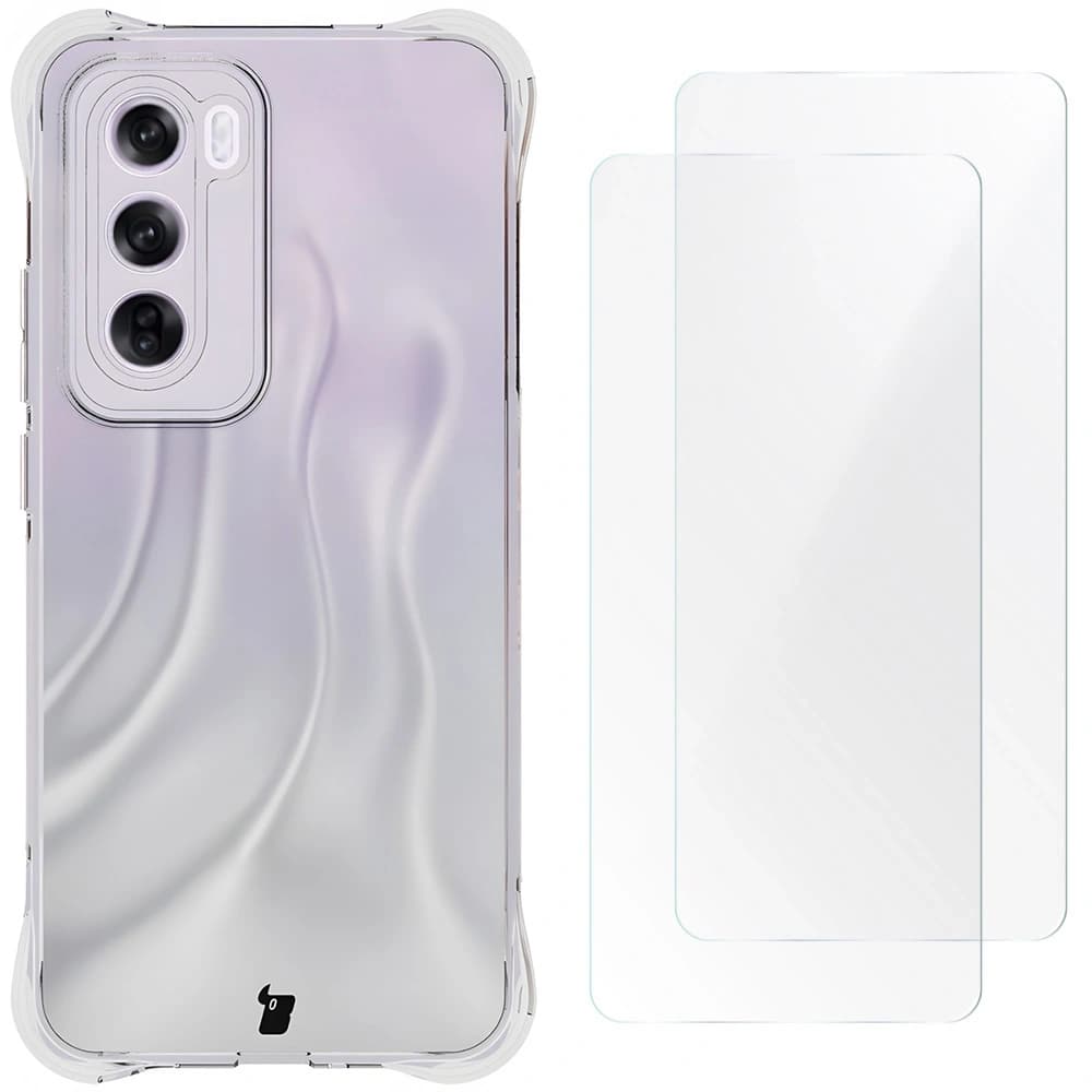 Bizon Case Clear Pack flexibles Gehäuse + 2x Bildschirmfolie für Oppo Reno12 Pro klar - 1