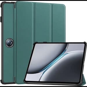 Bison Case Tab Croc Flip-Hülle für OnePlus Pad 2 / Pad Pro dunkelgrün