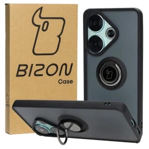 Bizon Case Hybrid Ring Xiaomi Poco F6 rauchig mit einem schwarzen Rahmen