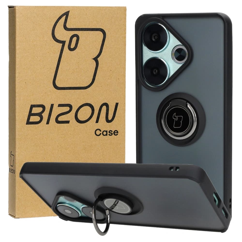 Bizon Case Hybrid Ring Xiaomi Poco F6 smoky with a black frame - 1