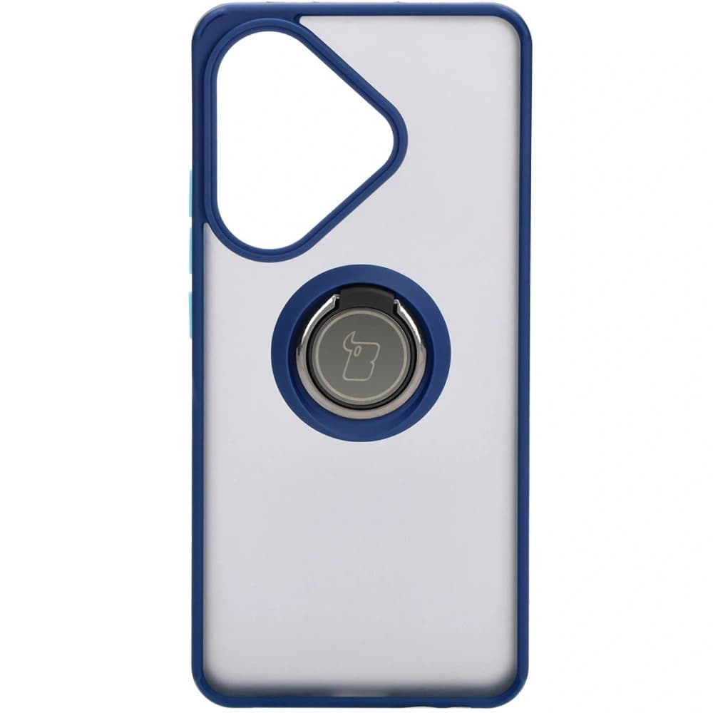 Bizon Case Hybrid Ring Xiaomi Poco F6 rauchig mit einem marineblauen Rahmen - 2